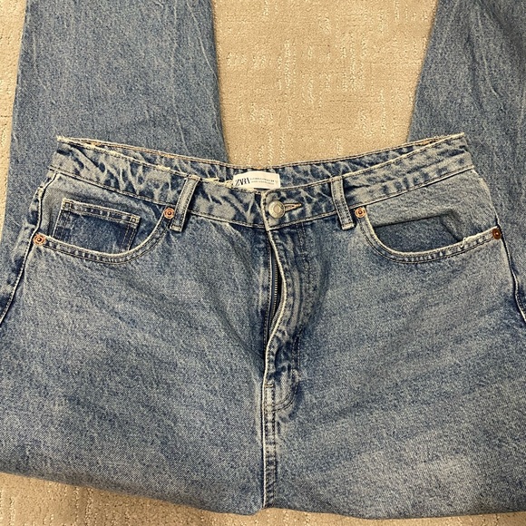 Zara distressed mom fit ankle jeans sz12 - Picture 3 of 4